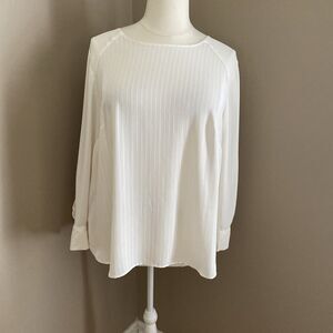 Loft Beige Stripe Long Sleeve dressy Blouse Top Woman’s Plus Size 20